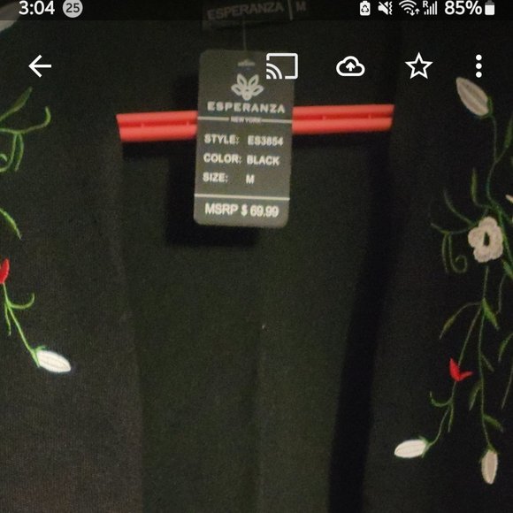ESPERANZA BLACK SWEATER/WITH FLOWERS - Picture 1 of 3
